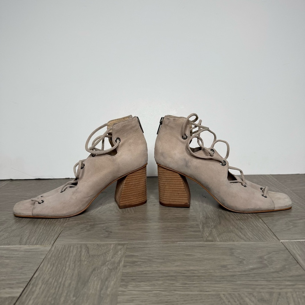 Vince Camuto Nahara Gray Tan Suede Heeled Sandal 8M - Picture 5 of 9